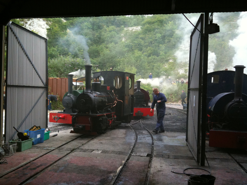 Visiting locos in the running shed at Amberley