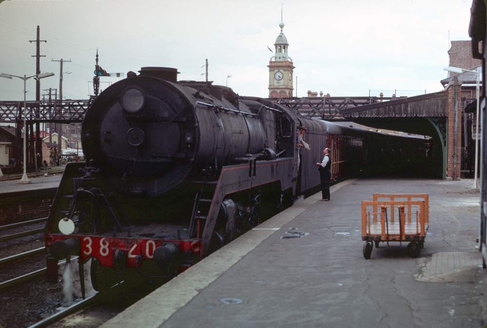 NSWGR Class 38 at Newcastle April 1970 - I had a footplate ride on this loco as far as Hornsby