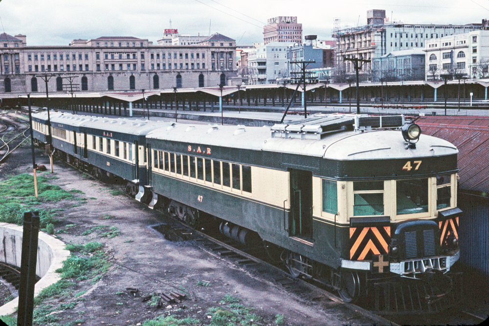 South Australian Rlys ADG Class Cravens railcars with AYe trailer at Adelaide 1962