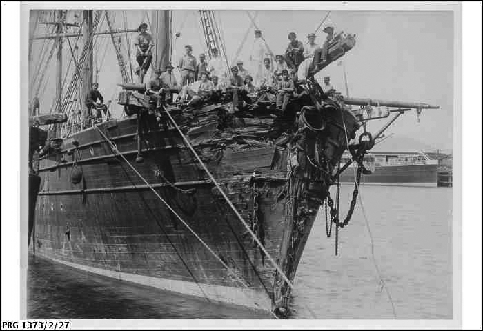 At Adelaide waiting bow repairs 1898