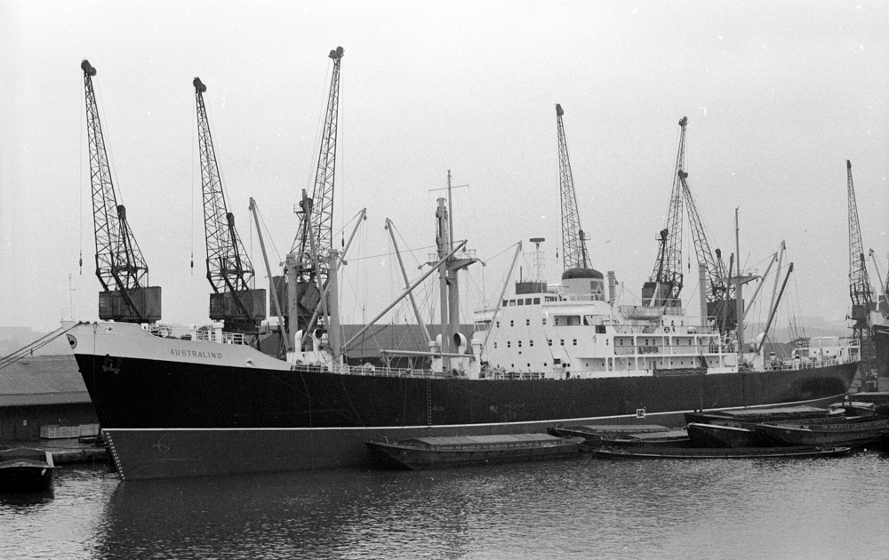 Australind loading in the Royal Albert Dock