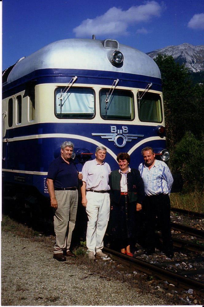 The Blauerblitz on a Sunday trip. Peter Trinder, Mr & Mrs Sassmann, and our driver.
